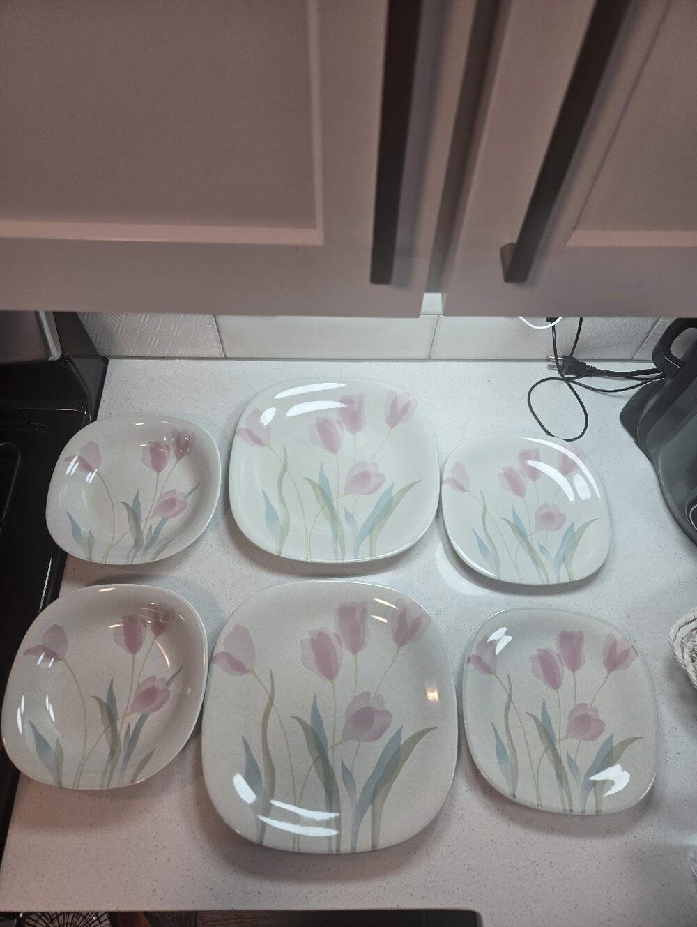 Mikasa Dinner Plates Set with Pink Tulip Floral Design